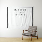 Zwart en wit minimalistische trouw achtergrond wandkleed (In Situ (horizontaal))