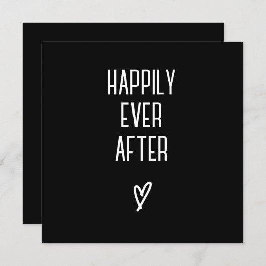 Zwart en wit minimalistische trouwkaart voor dankj kaart (Voorkant / Achterkant)