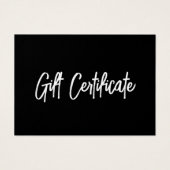 Zwart en wit modern Business Cadeaucertificaat Visitekaartje (Voorkant)