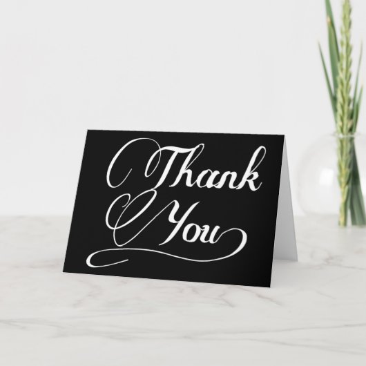 Zwart en Wit Modern Calligrafie Bedankkaart (Voorkant)