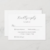 Zwart en wit Modern Calligrafiescript Weddenschap RSVP Kaartje (Voorkant / Achterkant)