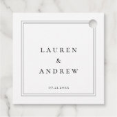 Zwart en wit Modern Classic Minimalist Bedankjes Labels (Achterkant)