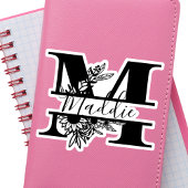 Zwart en wit Modern Elegant "M" Naam Sticker