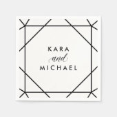 Zwart en wit Modern Geometric Wedding Servetten (Voorkant)