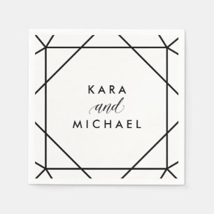 Zwart en wit Modern Geometric Wedding Servetten