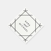 Zwart en wit Modern Geometric Wedding Servetten (Hoek)