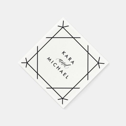 Zwart en wit Modern Geometric Wedding Servetten (Hoek)