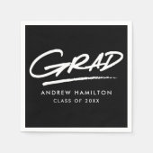 Zwart en wit, modern, gestormd Afstuderen Servet (Voorkant)