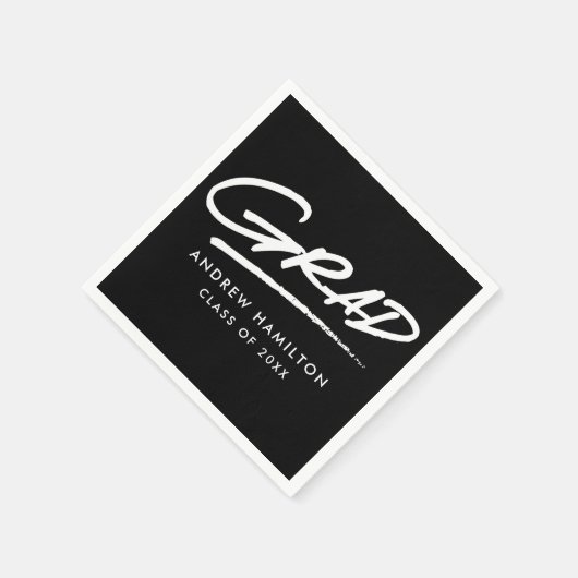 Zwart en wit, modern, gestormd Afstuderen Servet (Hoek)