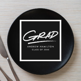 Zwart en wit, modern, gestormd Afstuderen Servet