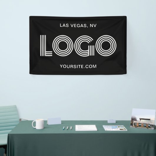 Zwart en wit modern groot rechthoekig logo spandoek (Beurs)
