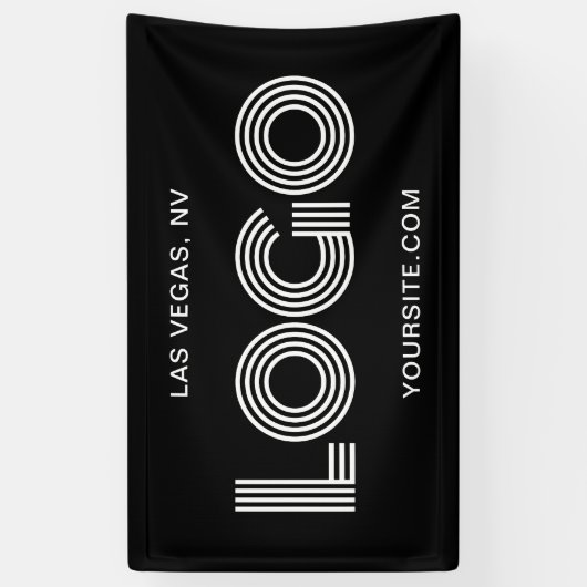 Zwart en wit modern groot rechthoekig logo spandoek (Verticaal)