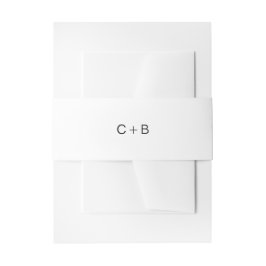 Zwart en wit modern huwelijksmonogram uitnodigingen wikkel