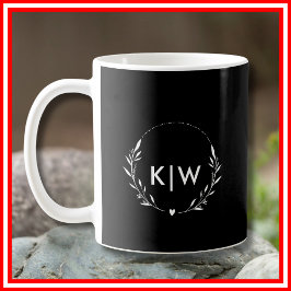 Zwart en Wit | Modern Initialen Monogram Koffiemok