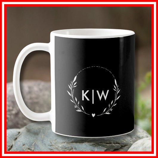 Zwart en Wit | Modern Initialen Monogram Koffiemok