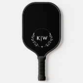 Zwart en Wit | Modern Initialen Monogram Pickleball Paddle (Voorkant)