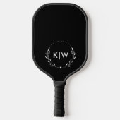 Zwart en Wit | Modern Initialen Monogram Pickleball Paddle (Achterkant)