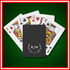 Zwart en Wit | Modern Initialen Monogram Pokerkaarten
