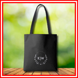 Zwart en Wit | Modern Initialen Monogram Tote Bag