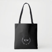 Zwart en Wit | Modern Initialen Monogram Tote Bag (Voorkant)