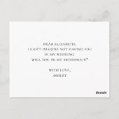 Zwart en wit modern, jij bent mijn bruidsmeisje briefkaart (Achterkant)