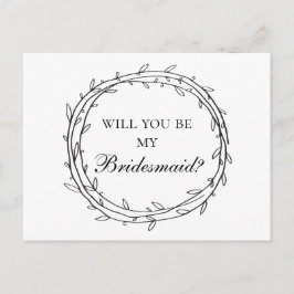 Zwart en wit modern, jij bent mijn bruidsmeisje briefkaart