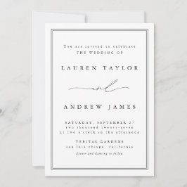 Zwart en wit modern Klassiek huwelijk Kaart