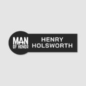 Zwart en Wit Modern Man of Honor Naambadge Naamplaatje (Voorkant)