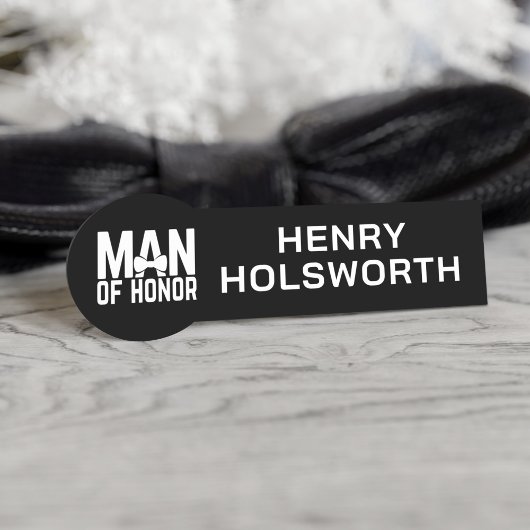 Zwart en Wit Modern Man of Honor Naambadge Naamplaatje