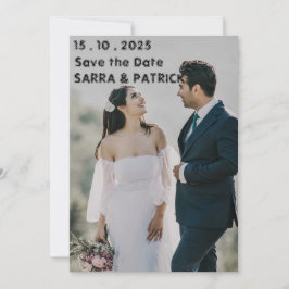 Zwart en wit modern minimal foto save the date kaart