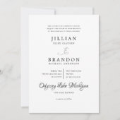 Zwart en wit Modern Minimal Typografie Weddenschap Kaart (Voorkant)