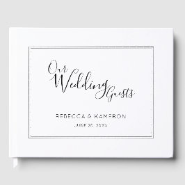 Zwart en wit Modern Minimale Calligrafie Weddensch Gastenboek