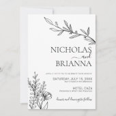 Zwart en wit Modern minimalistisch fotohuwelijk Kaart (Voorkant)