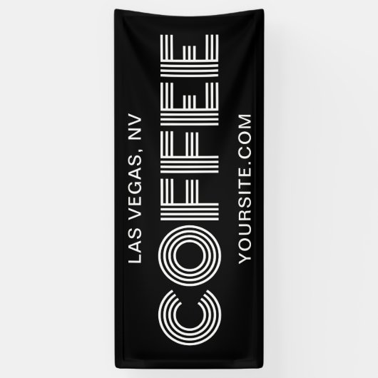 Zwart en Wit Modern Minimalistisch Koffie Spandoek (Verticaal)