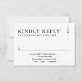 Zwart En Wit Modern Minimalistisch Monogram Huweli RSVP Kaartje (Voorkant)