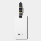 Zwart en wit modern monogram bagagelabel (Voorkant verticaal)