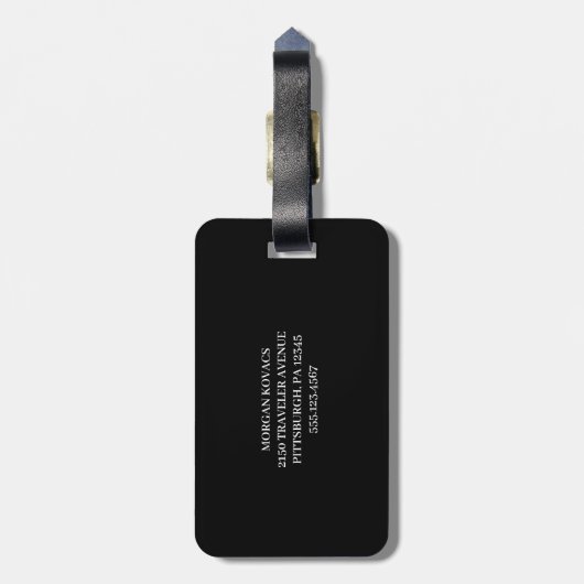 Zwart en wit | Modern monogram Bagagelabel (Achterkant verticaal)