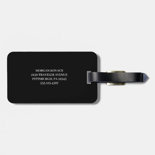 Zwart en wit | Modern monogram Bagagelabel (Achterkant horizontaal)