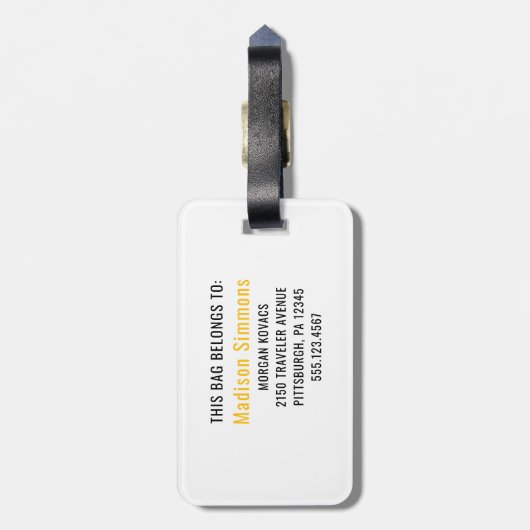 Zwart en Wit | Modern Monogram Bagagelabel (Achterkant verticaal)
