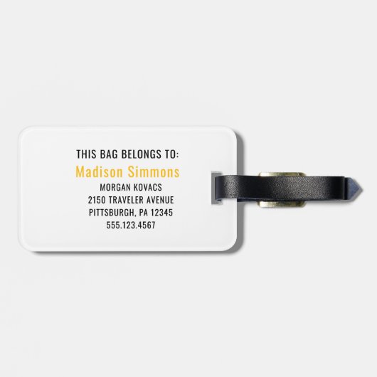 Zwart en Wit | Modern Monogram Bagagelabel (Achterkant horizontaal)