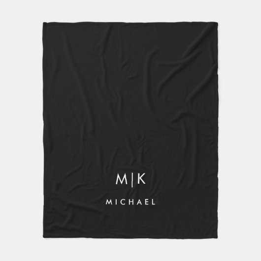 Zwart en wit | Modern monogram Fleece Deken (Voorkant)