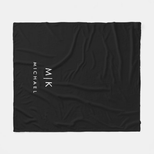 Zwart en wit | Modern monogram Fleece Deken (Voorkant (Horizontaal))