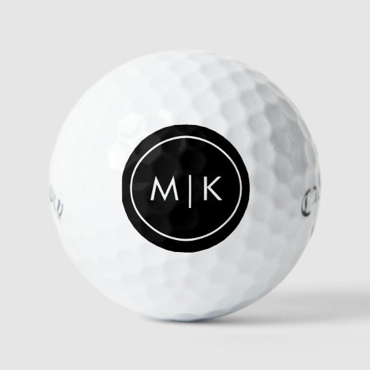 Zwart en wit | Modern Monogram Golf Balls Golfballen (Voorkant)