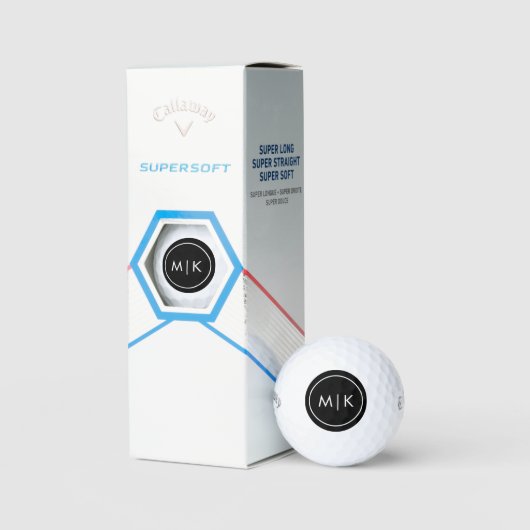 Zwart en wit | Modern Monogram Golf Balls Golfballen (Verpakking)