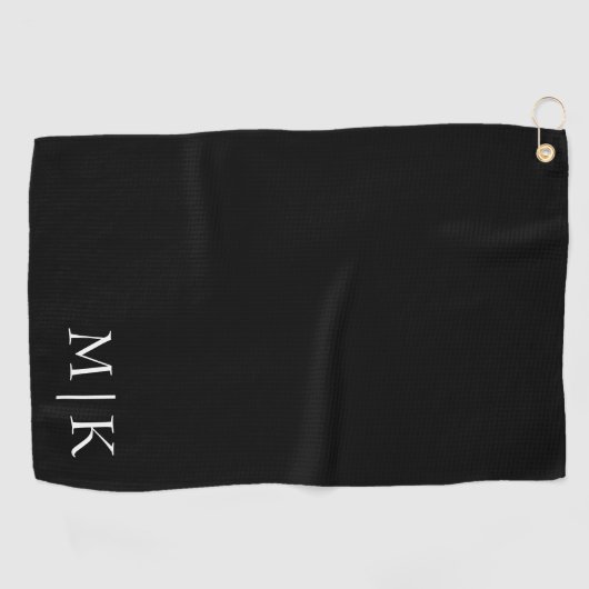 Zwart en wit | Modern monogram Golfhanddoek (Horizontaal)