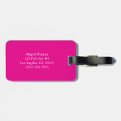 Zwart en wit modern monogram hete roze bagagelabel (Achterkant horizontaal)