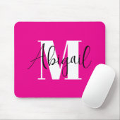 Zwart en wit modern monogram hete roze muismat (Met muis)