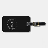 Zwart en Wit | Modern Monogram Initiaal Bagagelabel (Voorkant horizontaal)