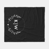Zwart en Wit | Modern Monogram Initiaal Fleece Deken (Voorkant (Horizontaal))