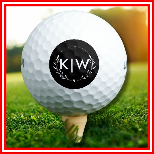 Zwart en Wit | Modern Monogram Initiaal Golfballen